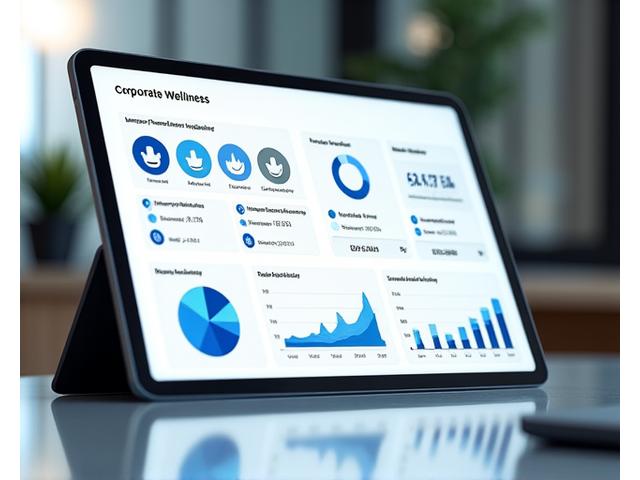 Tableau de bord interactif affichant des graphiques de performance et des KPIs de bien-être en entreprise