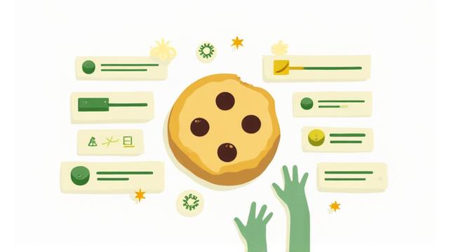 Illustration d'un grand cookie avec des icônes de paramètres et de contrôle, symbolisant la gestion des préférences de l'utilisateur