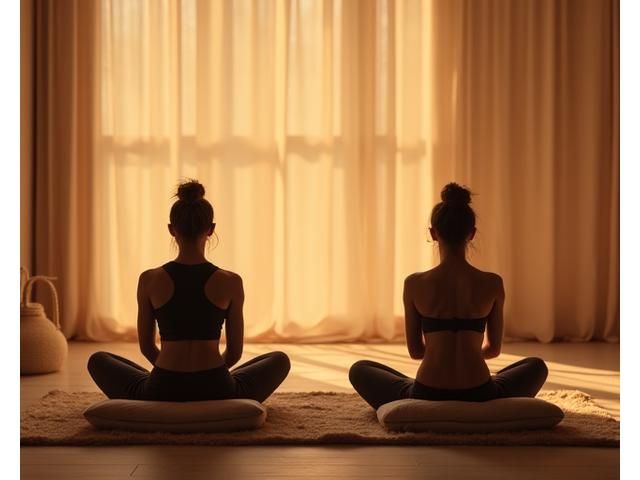 Individus sereins pratiquant le Yin Yoga avec des accessoires
